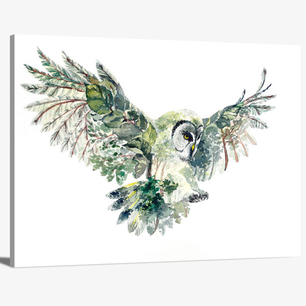 Winston Porter ANI27 Flying Owl With Trees And Leaves Double Exposure